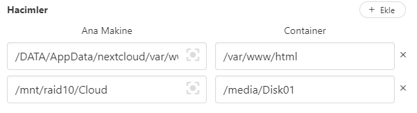 Defining a volume for Nextcloud in CasaOS